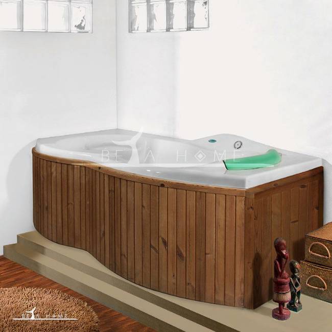 Helena whirlpool bath with wood panel