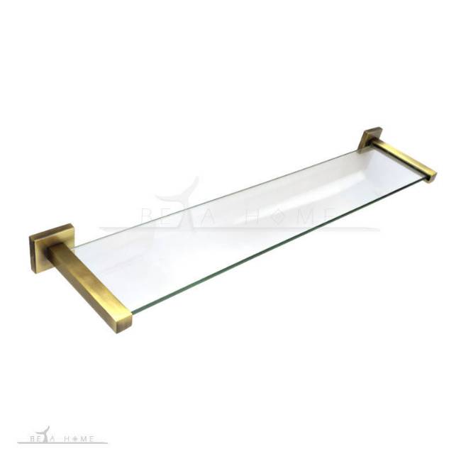 Brass and glass bathroom shelf