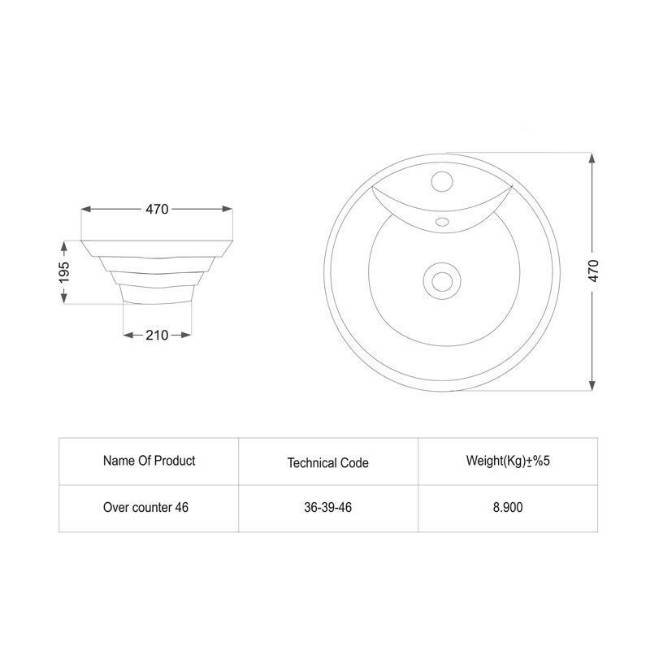 oriental sink dimensions