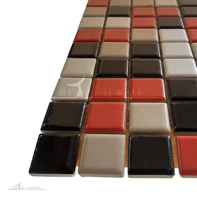 Artema black, red, white and cream mosaic tile mix