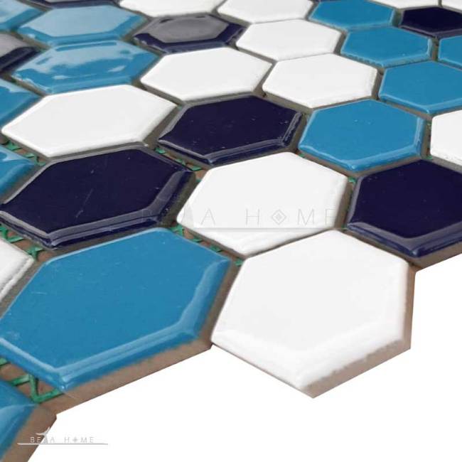Blue and white swimming pool tiles