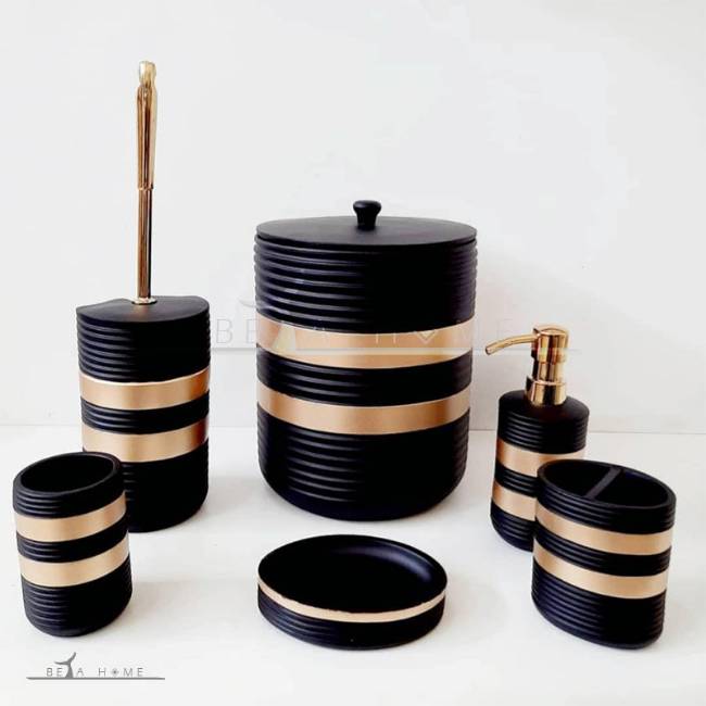 Black bathroom accessory set