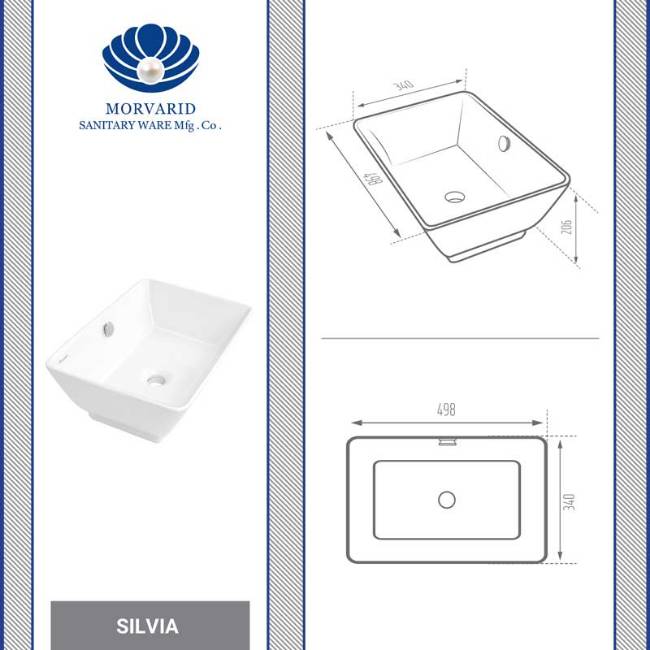 Morvarid countertop sink silvia dimensions