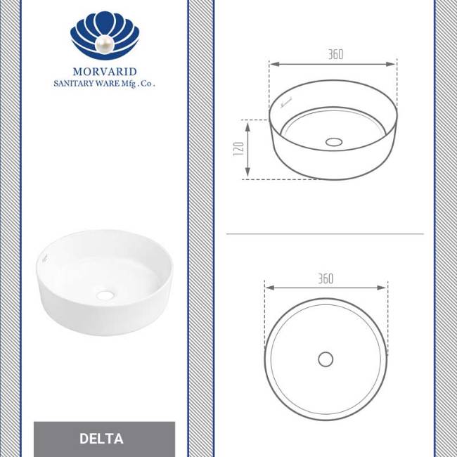 Grade 1 White Morvarid Delta Countertop Sink