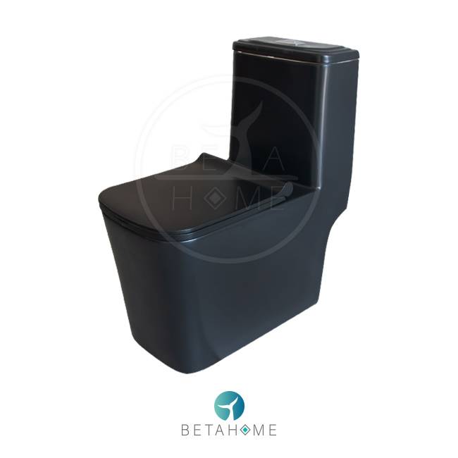 Black Alpha70 Modern Square Toilet + Soft Close Seat 