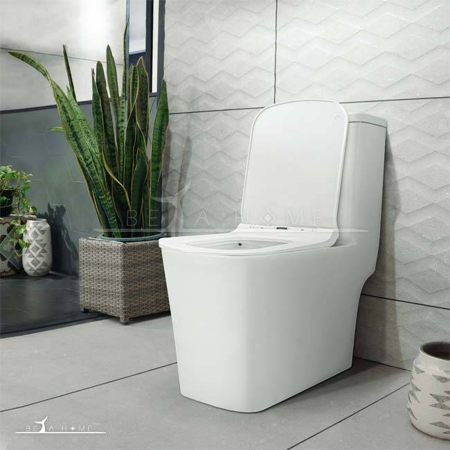 White Alpha70 Modern Square Toilet + Soft Close Seat