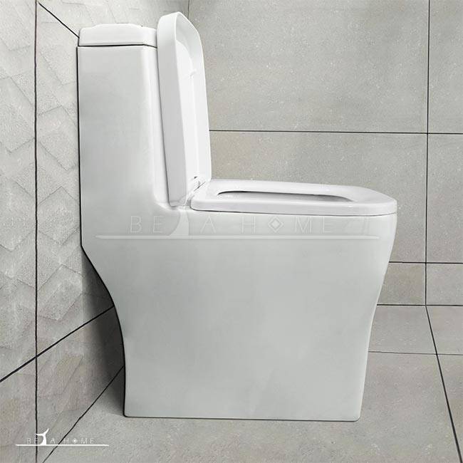 White Alpha70 Modern Square Toilet + Soft Close Seat