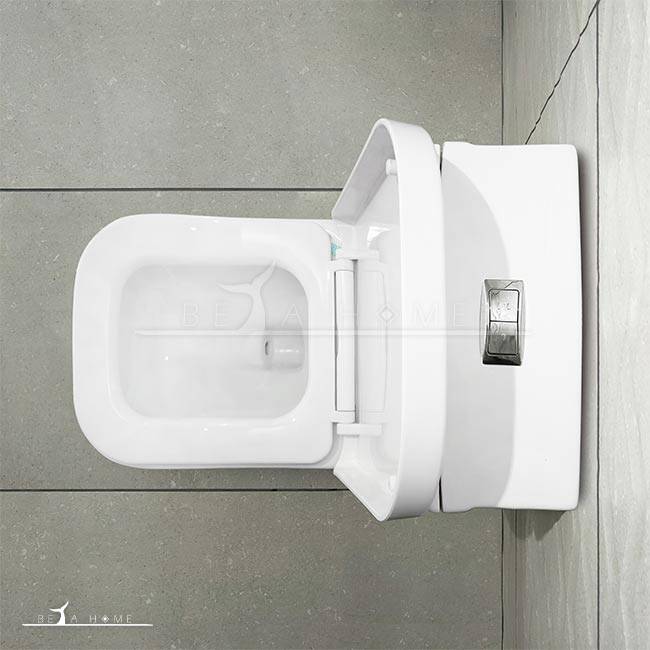 White Alpha70 Modern Square Toilet + Soft Close Seat