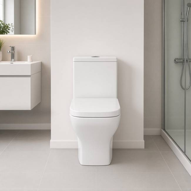 Katia toilet with bidet in a modern bathroom, front view