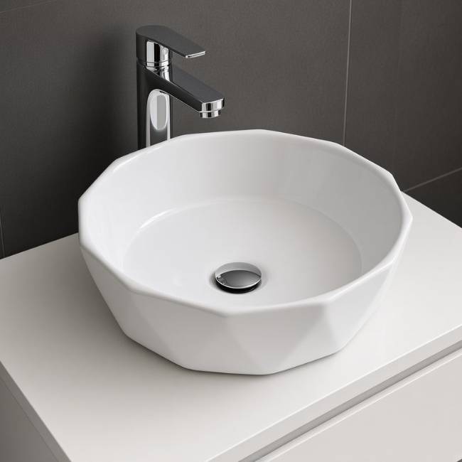White Morvarid Suniya Countertop Sink - front-right view