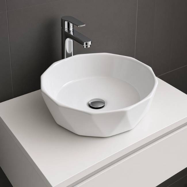 White Morvarid Suniya Countertop Sink - front-left view
