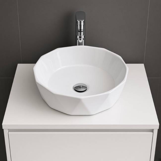 White Morvarid Suniya Countertop Sink - front view